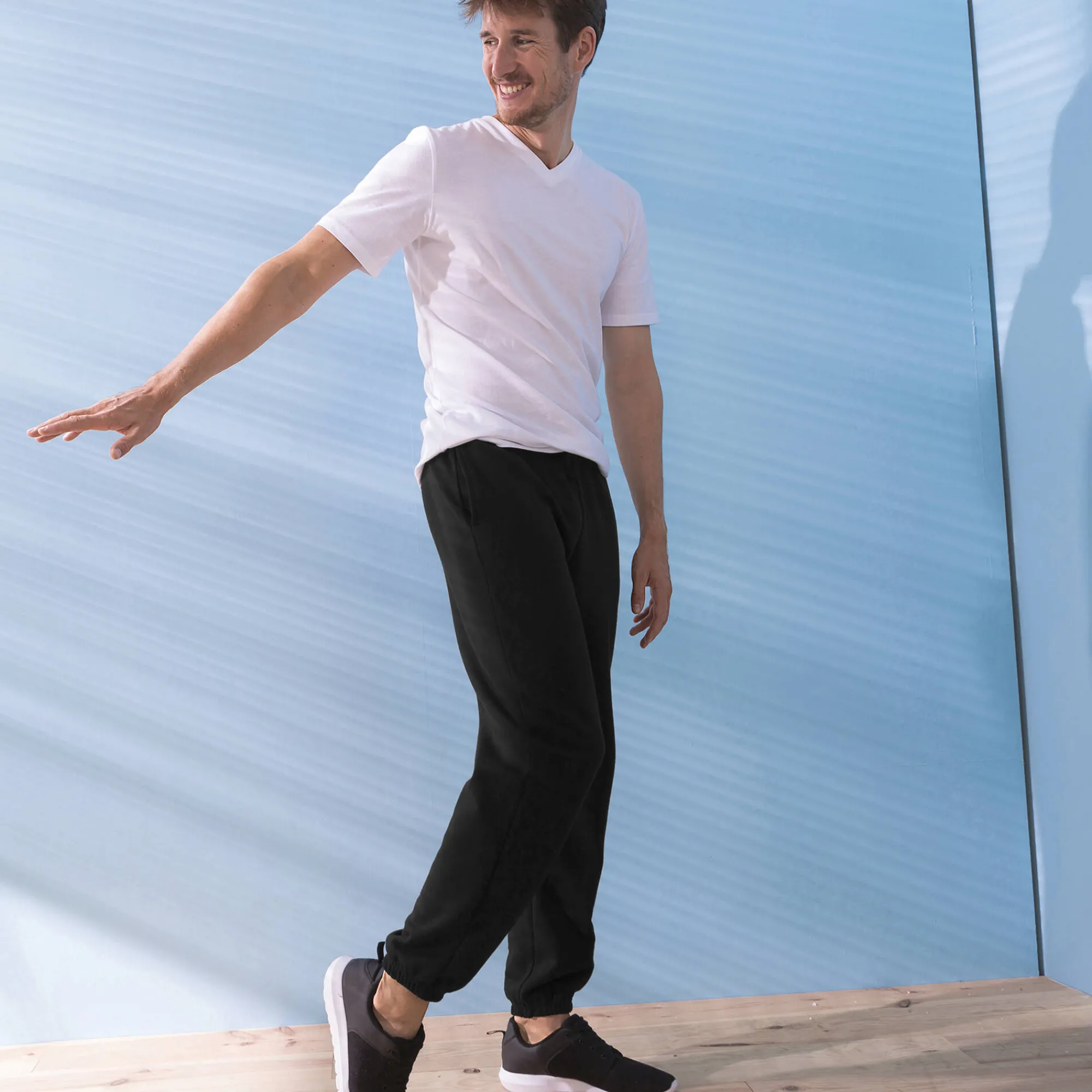 Broek<Blancheporte Joggingbroek in molton met elastische pijponderkanten zwart