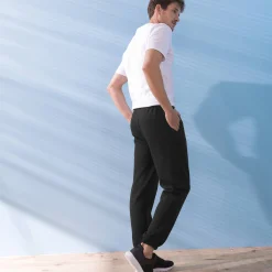 Broek<Blancheporte Joggingbroek in molton met elastische pijponderkanten zwart