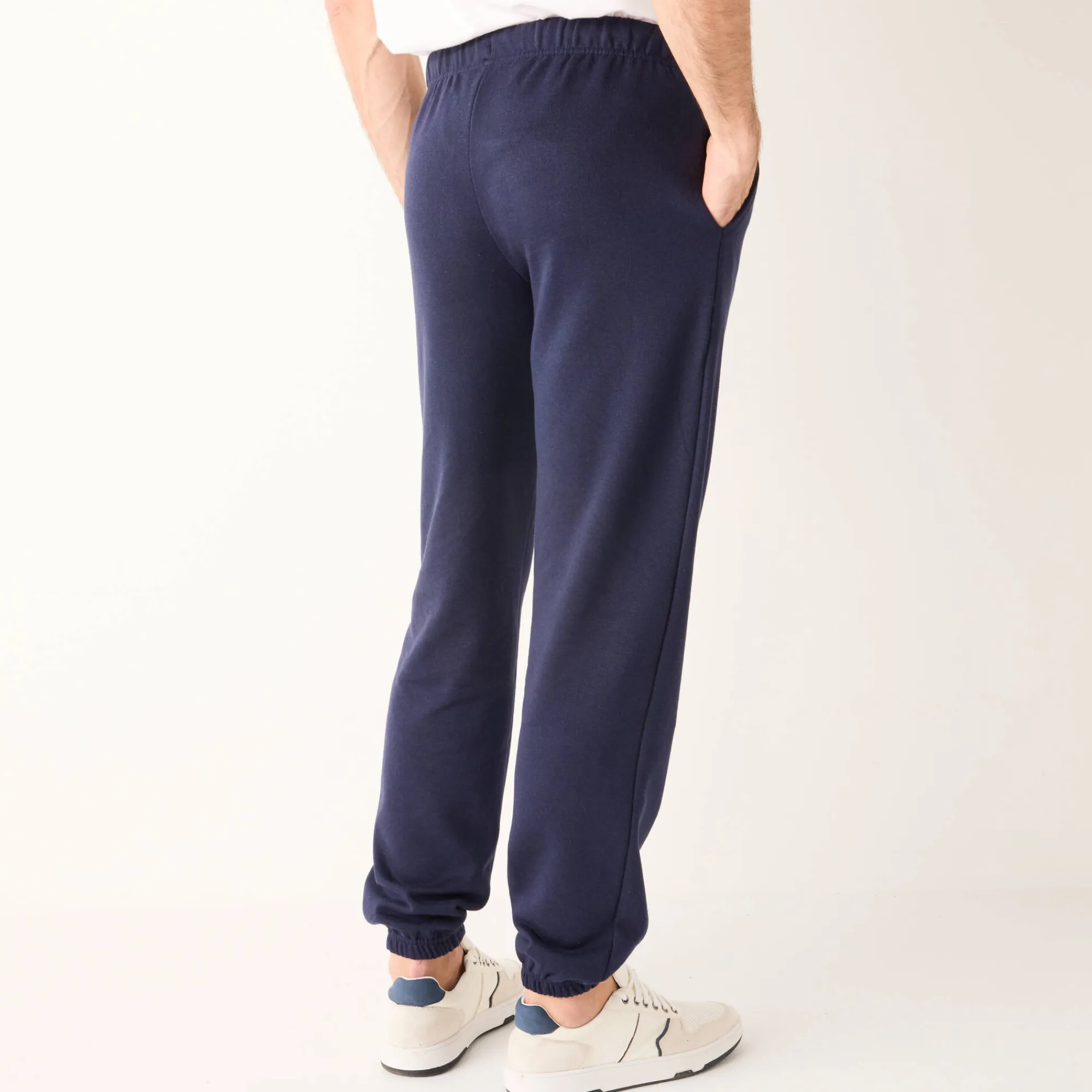 Broek<Blancheporte Joggingbroek in molton met elastische pijponderkanten marine