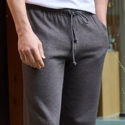 Broek<Blancheporte Joggingbroek in molton met elastische pijponderkanten chiné antraciet