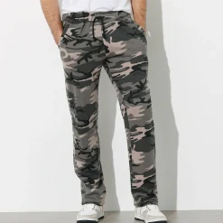 Broek<Blancheporte Joggingbroek in molton met rechte pijponderkanten camouflagegrijs