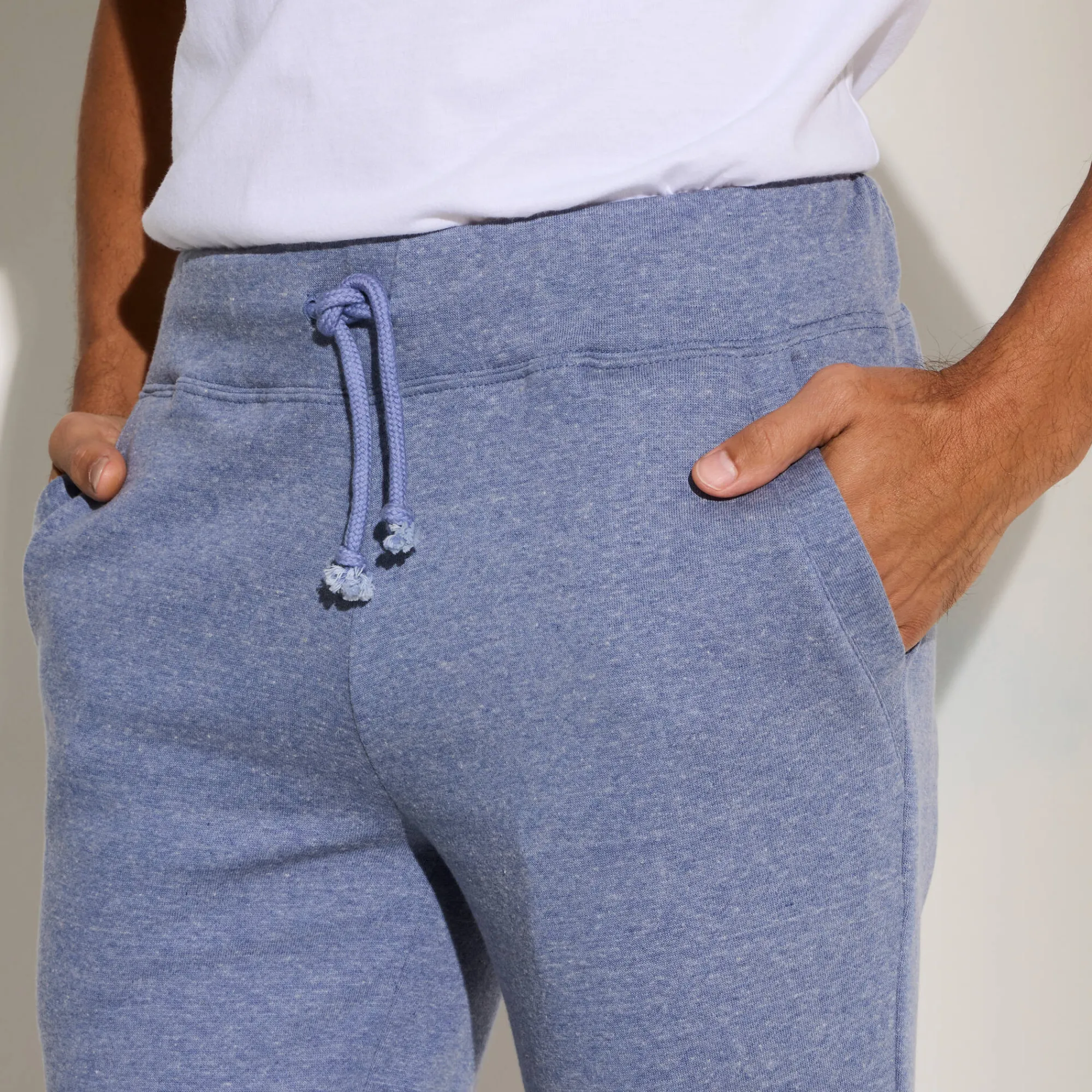 Broek<Blancheporte Joggingbroek in molton met rechte pijponderkanten jeansblauw
