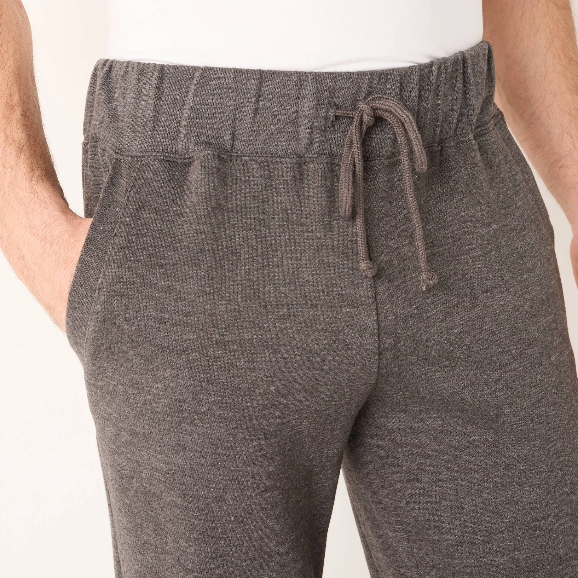 Broek<Blancheporte Joggingbroek in molton met rechte pijponderkanten chiné antraciet