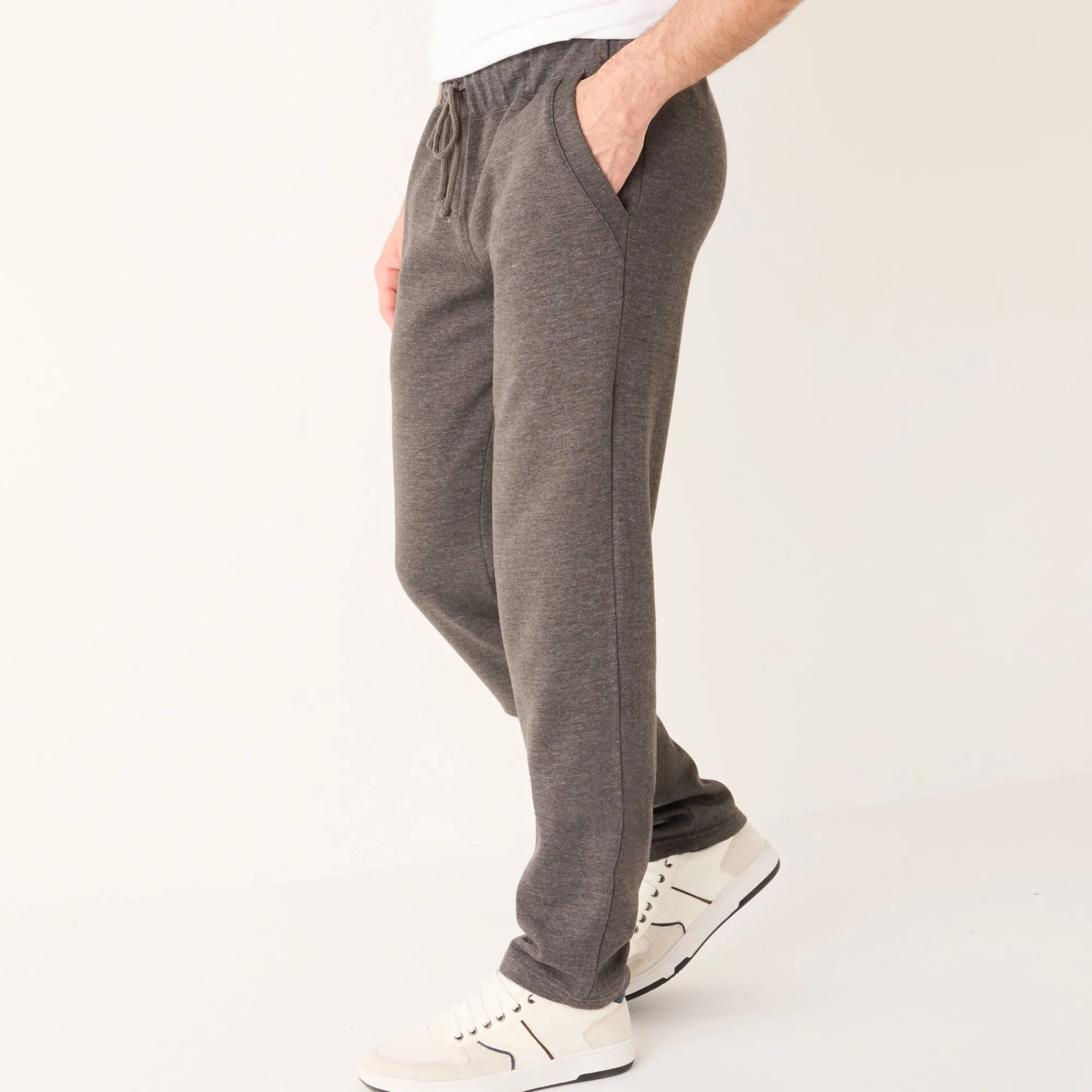 Broek<Blancheporte Joggingbroek in molton met rechte pijponderkanten chiné antraciet