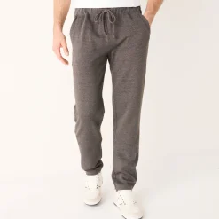 Broek<Blancheporte Joggingbroek in molton met rechte pijponderkanten chiné antraciet