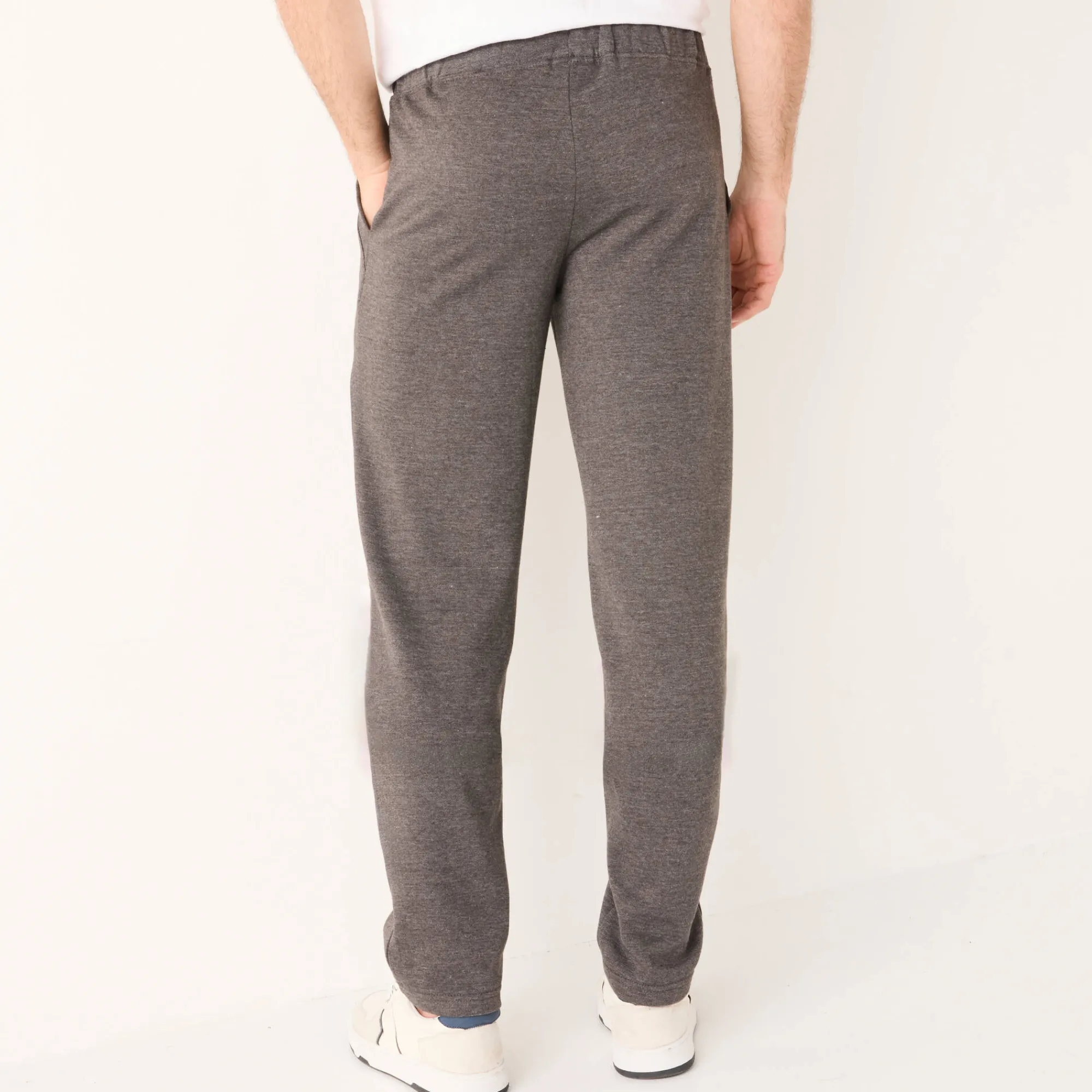 Broek<Blancheporte Joggingbroek in molton met rechte pijponderkanten chiné antraciet