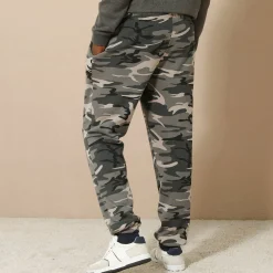 Broek<Blancheporte Joggingbroek in molton met elastische pijponderkanten camouflagegrijs