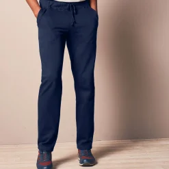 Broek<Blancheporte Joggingbroek in molton met rechte pijponderkanten marine