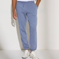 Broek<Blancheporte Joggingbroek in molton met elastische pijponderkanten jeansblauw