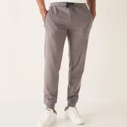 Broek<Blancheporte Joggingbroek met aangetrokken pijponderkanten, contrasterende details chiné grijs