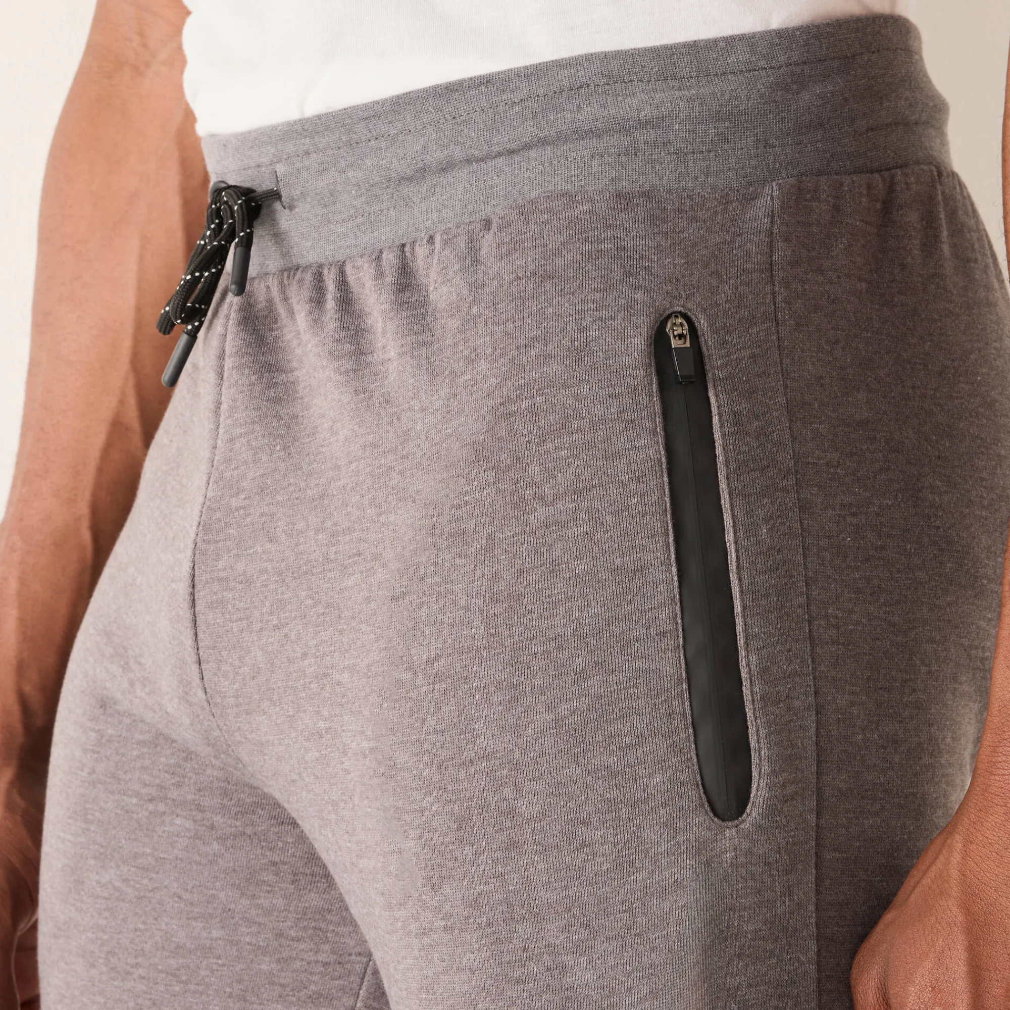 Broek<Blancheporte Joggingbroek met aangetrokken pijponderkanten, contrasterende details chiné grijs