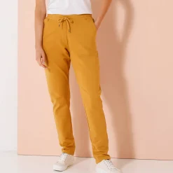 Broek<Blancheporte Joggpant in molton met elastische taille honing