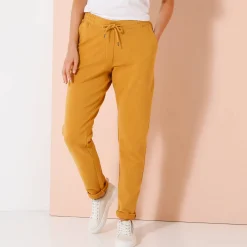 Broek<Blancheporte Joggpant in molton met elastische taille honing