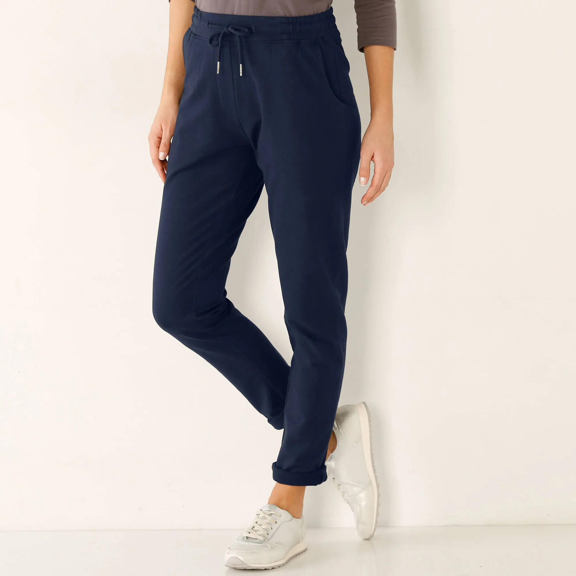 Broek<Blancheporte Joggpant in molton met elastische taille marine