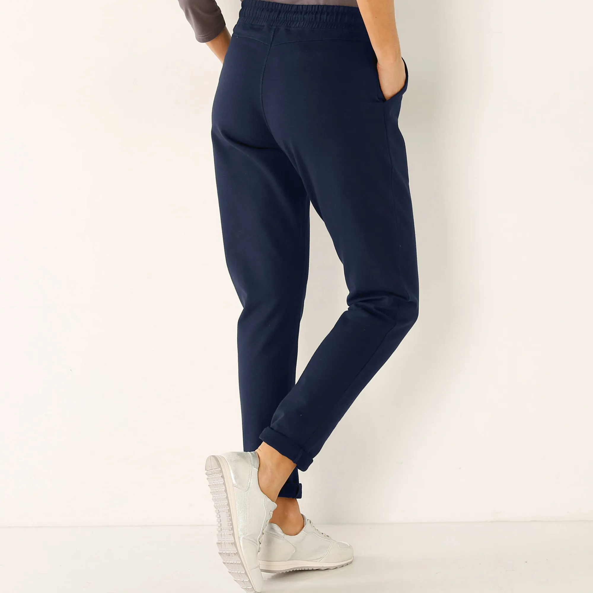 Broek<Blancheporte Joggpant in molton met elastische taille marine