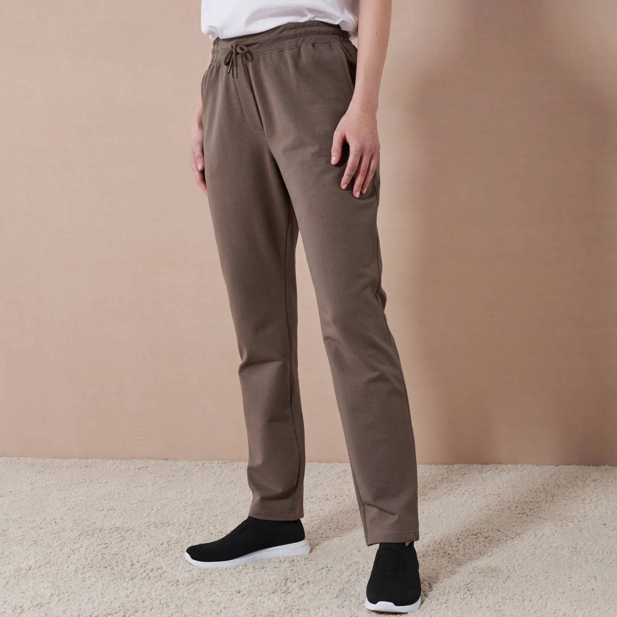 Broek<Blancheporte Joggpant in molton met elastische taille kaki