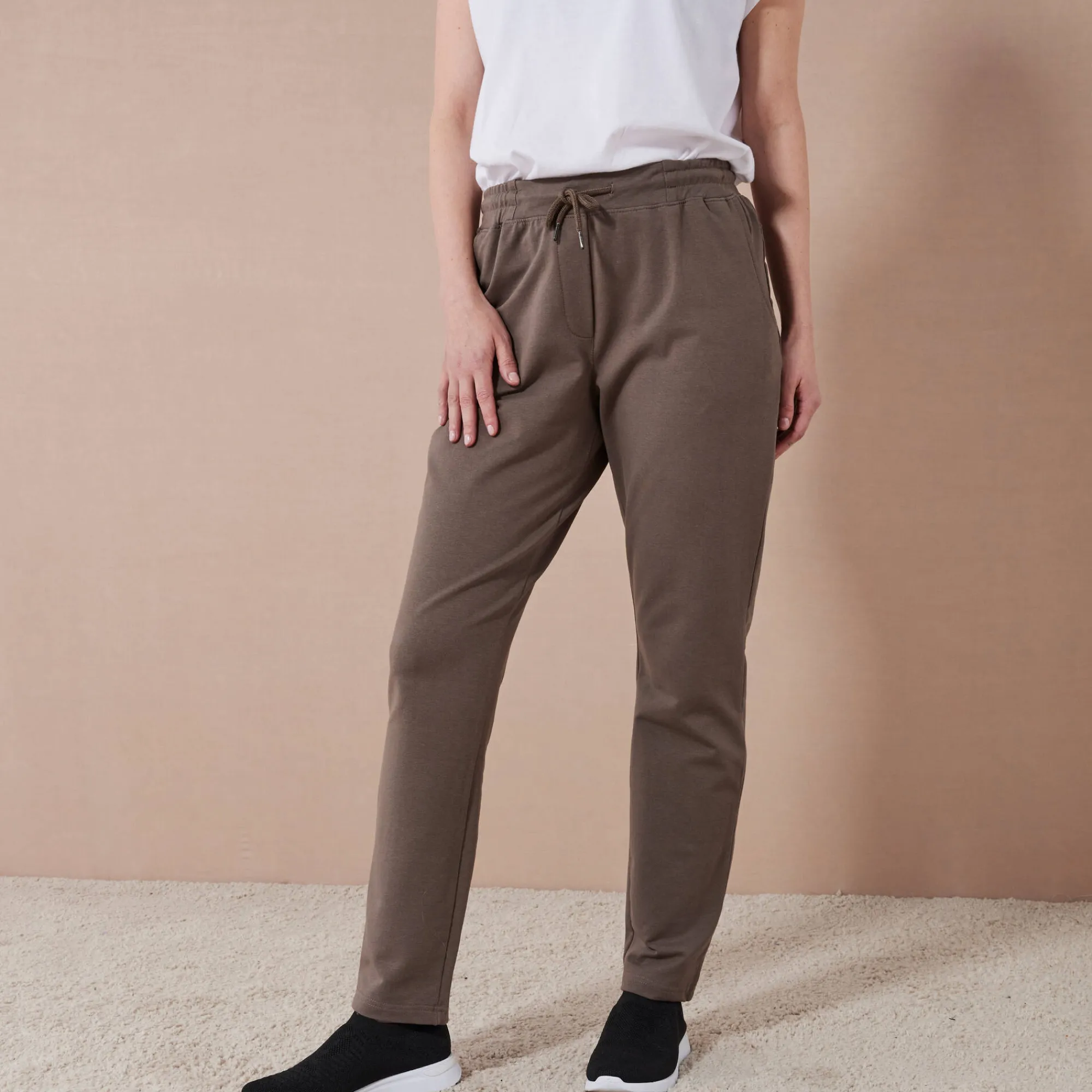 Broek<Blancheporte Joggpant in molton met elastische taille kaki