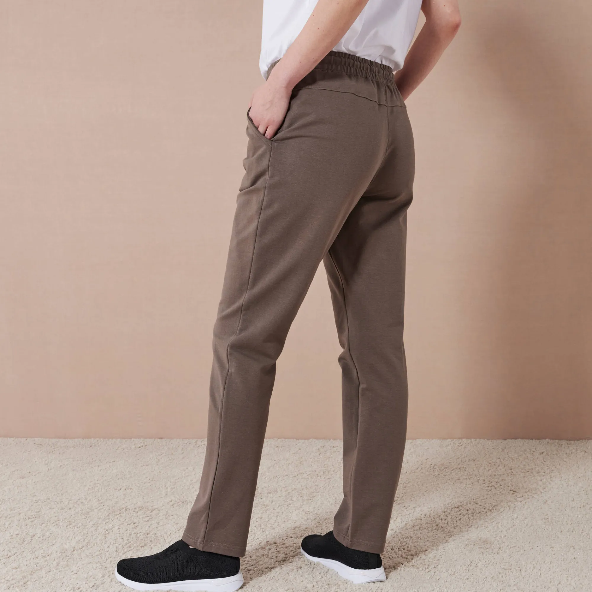 Broek<Blancheporte Joggpant in molton met elastische taille kaki