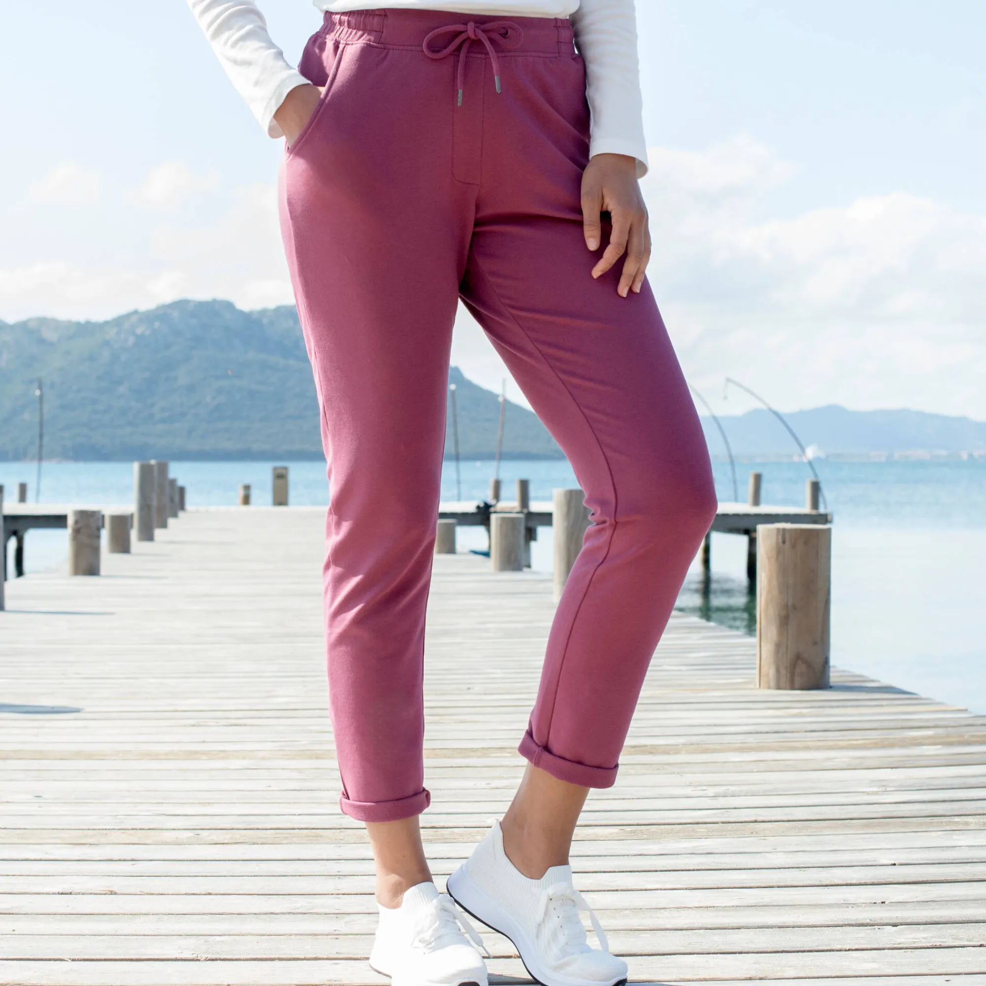 Broek<Blancheporte Joggpant in molton met elastische taille violine