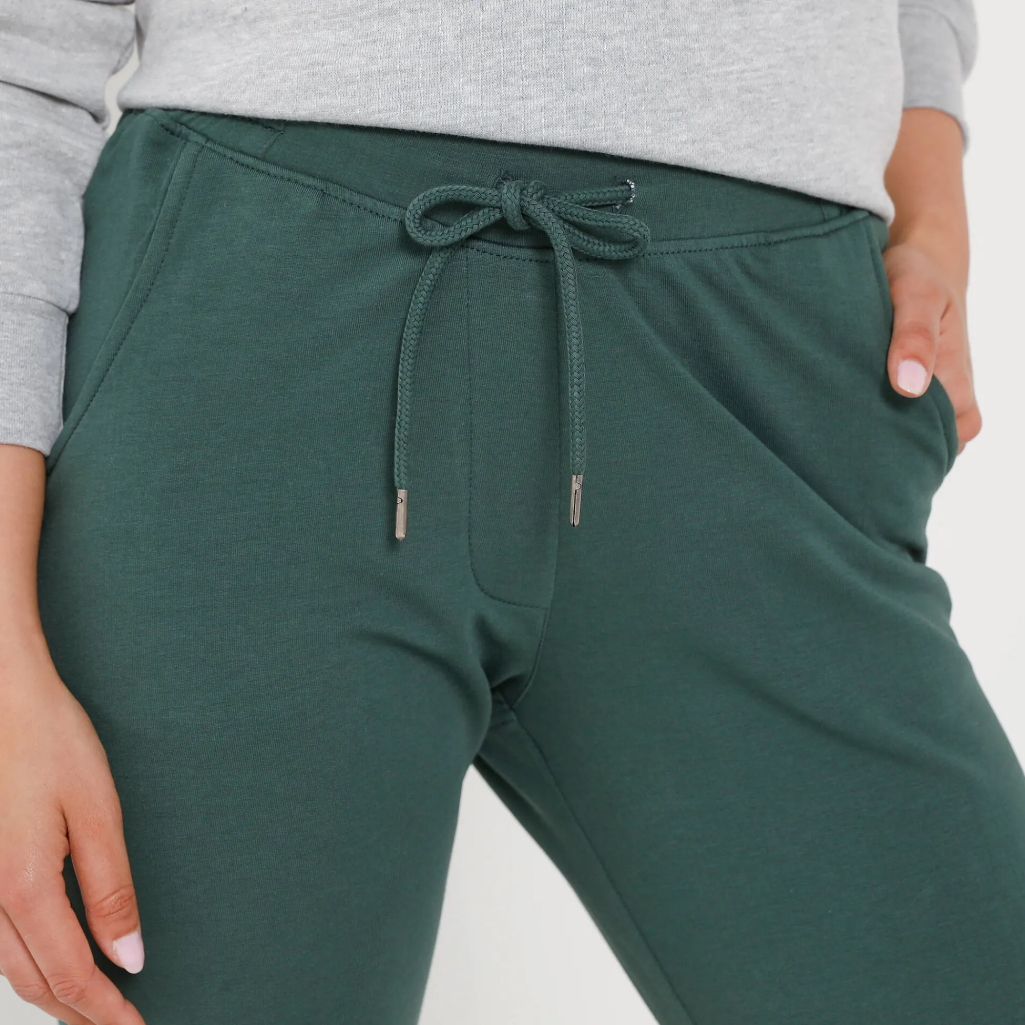Broek<Blancheporte Joggpant in molton met elastische taille dennengroen