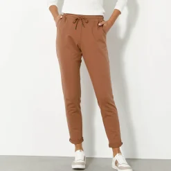 Broek<Blancheporte Joggpant in molton met elastische taille karamel