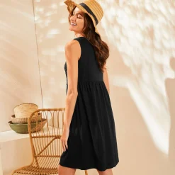 Jurk<Blancheporte Jurk met macramé frontje zwart