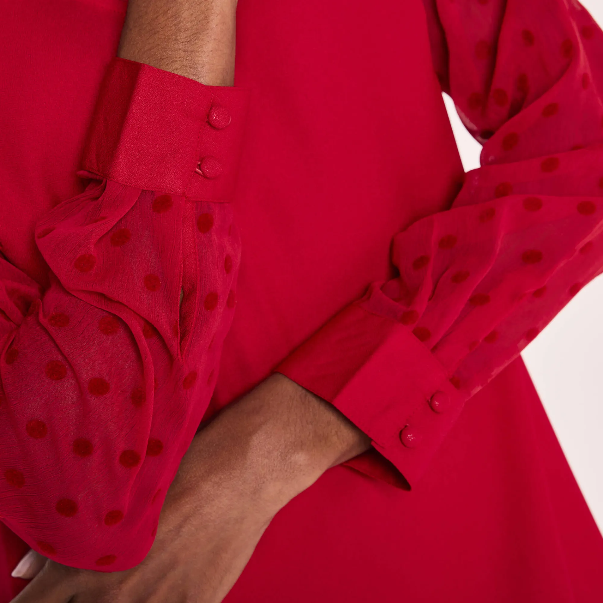 Jurk<Blancheporte Jurk met mouwen in plumetis rood