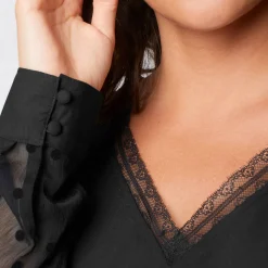Feestoutfits Dames|Jurk<Blancheporte Jurk met mouwen in plumetis zwart