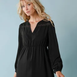 Feestoutfits Dames|Jurk<Blancheporte Jurk met uitlopende onderkant, kleine lengtes zwart