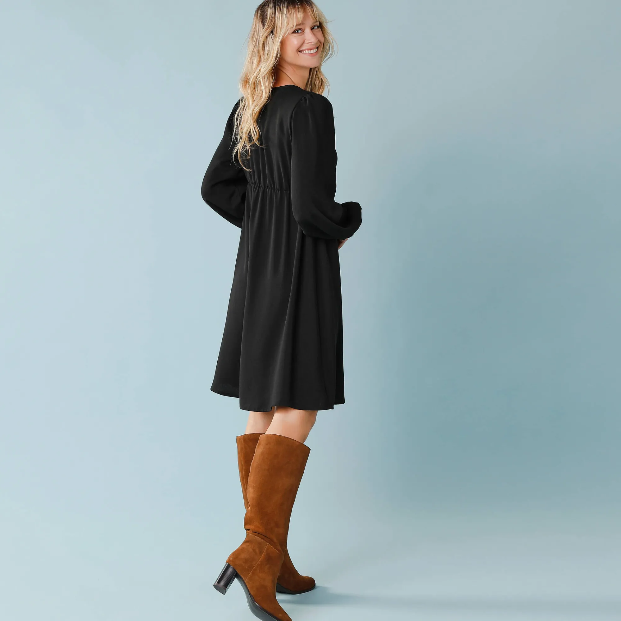 Feestoutfits Dames|Jurk<Blancheporte Jurk met uitlopende onderkant, kleine lengtes zwart