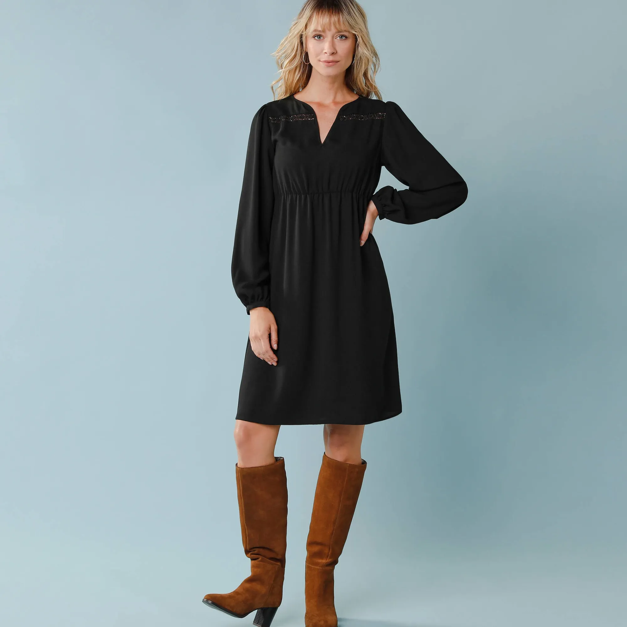 Feestoutfits Dames|Jurk<Blancheporte Jurk met uitlopende onderkant, kleine lengtes zwart