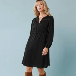 Feestoutfits Dames|Jurk<Blancheporte Jurk met uitlopende onderkant, kleine lengtes zwart