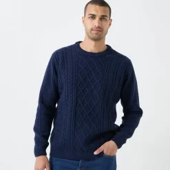 Trui En Vest<Blancheporte Kabeltrui met ronde hals marine