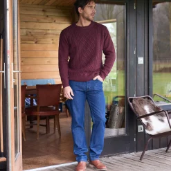 Trui En Vest<Blancheporte Kabeltrui met ronde hals chiné bordeaux