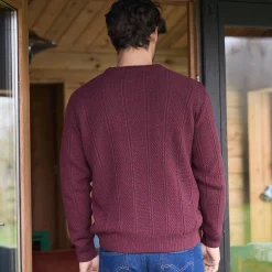 Trui En Vest<Blancheporte Kabeltrui met ronde hals chiné bordeaux