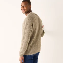 Trui En Vest<Blancheporte Kabeltrui met V-hals gespikkeld taupe