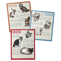 Droogdoek En Handdoek<Blancheporte Kalenderdroogdoek : honden, katten, bergdieren - set van 3 blauw + oranje + terracotta