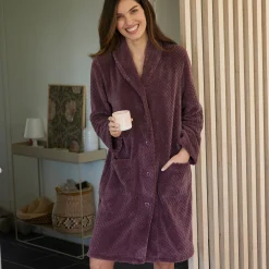 Peignoir En Kamerjas<Blancheporte Kamerjas in fleecetricot met sjaalkraag - 95 cm lang taupe