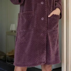 Peignoir En Kamerjas<Blancheporte Kamerjas in fleecetricot met sjaalkraag - 95 cm lang taupe