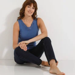 Thermisch Ondergoed<Blancheporte Kanten tanktop blauw