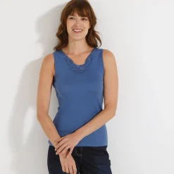 Thermisch Ondergoed<Blancheporte Kanten tanktop blauw