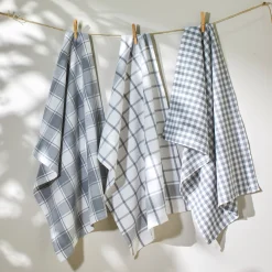 Droogdoek En Handdoek<Blancheporte Katoenen droogdoek met ingeweven ruiten - set van 3 grijs