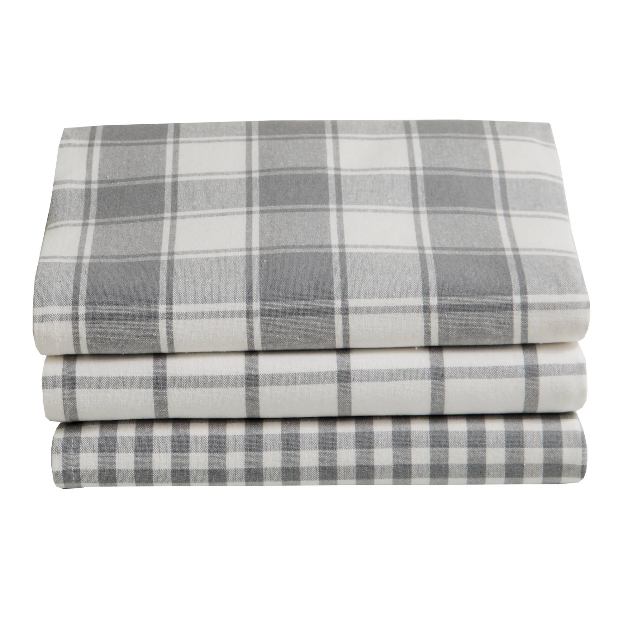 Droogdoek En Handdoek<Blancheporte Katoenen droogdoek met ingeweven ruiten - set van 3 grijs