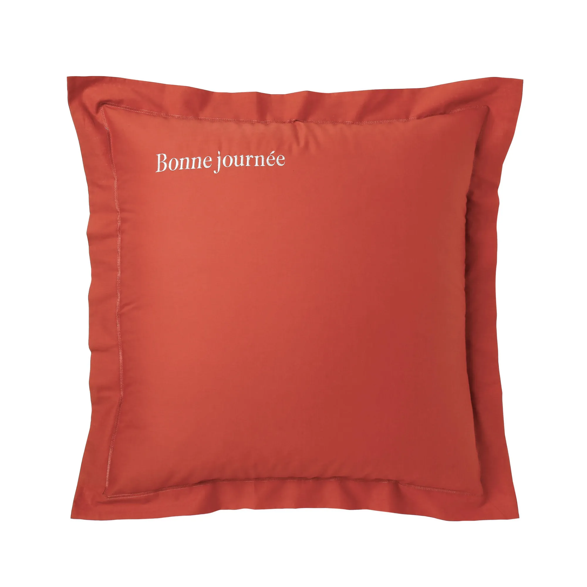 Effen Bedlinnen|Kussensloop<Colombine Katoenen kussensloop, personaliseerbaar terracotta