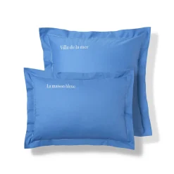 Effen Bedlinnen|Kussensloop<Colombine Katoenen kussensloop, personaliseerbaar oceaanblauw