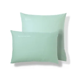 Effen Bedlinnen|Kussensloop<Colombine Katoenen kussensloop, personaliseerbaar amandel groen