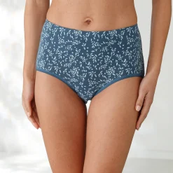 Slip En Shorty<Blancheporte Katoenen maxislip in effen blauw met paardenbloemprint - set van 7 marine / blauw