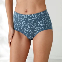 Slip En Shorty<Blancheporte Katoenen maxislip in effen blauw met paardenbloemprint - set van 7 marine / blauw