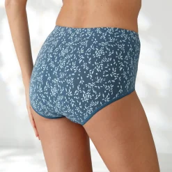 Slip En Shorty<Blancheporte Katoenen maxislip in effen blauw met paardenbloemprint - set van 7 marine / blauw