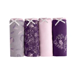 Slip En Shorty<Blancheporte Katoenen maxislip met geassorteerde bloemenmotieven - Set van 4 pruim / roze